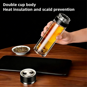 Bouteille d'eau portable en verre borosilicate <span class=keywords><strong>avec</strong></span> infuseur à thé, couvercle à ouverture rapide et <span class=keywords><strong>filtre</strong></span> intégré - Product Image 4