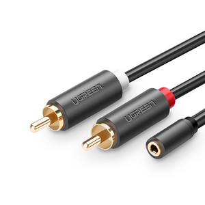 UGREEN 3,5mm <span class=keywords><strong>hembra</strong></span> <span class=keywords><strong>a</strong></span> 2 <span class=keywords><strong>RCA</strong></span> macho <span class=keywords><strong>Cable</strong></span> chapado en oro estéreo <span class=keywords><strong>RCA</strong></span> adaptador de Audio <span class=keywords><strong>auxiliar</strong></span> carcasa de Metal Flexible <span class=keywords><strong>RCA</strong></span> Y <span class=keywords><strong>Cable</strong></span> - Product Image 1