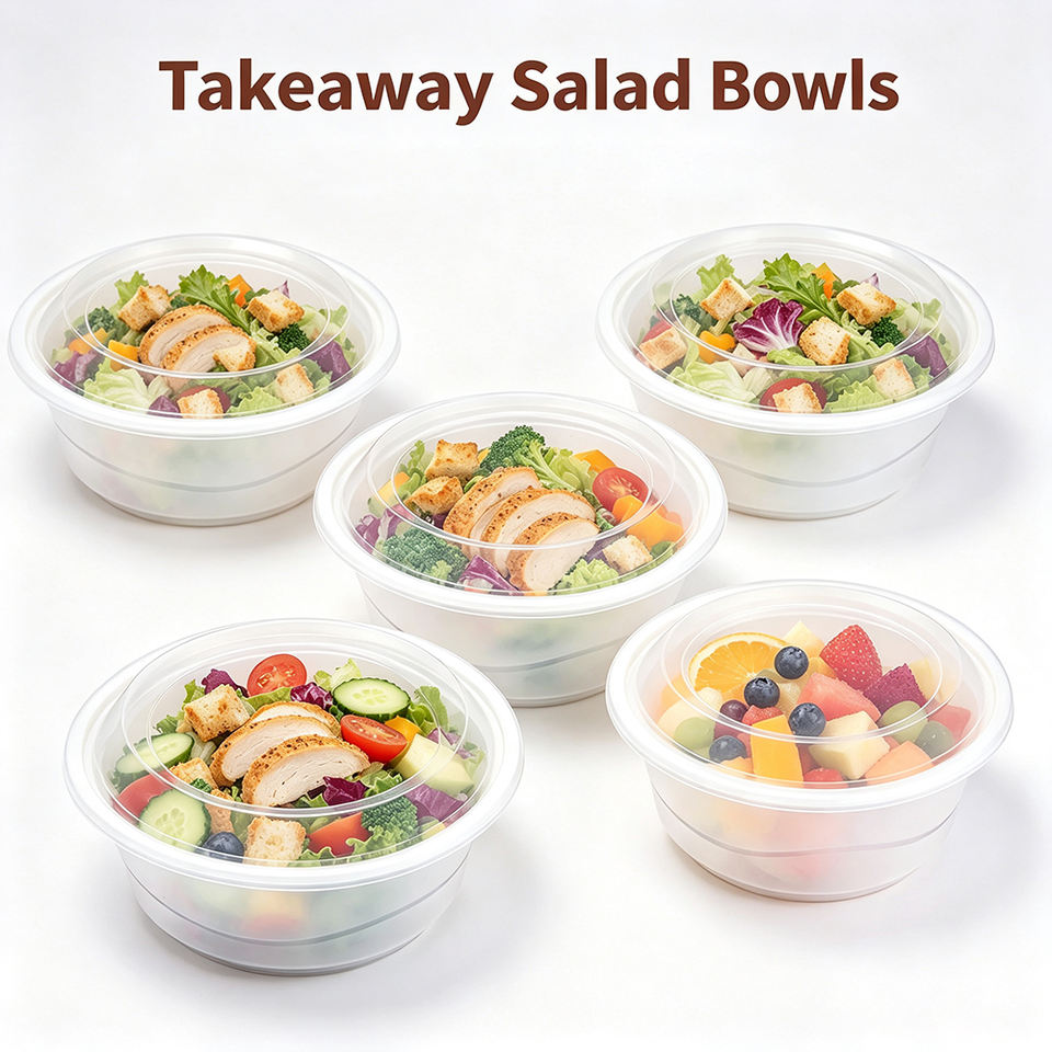 Custom Logo Disposable Plastic Round Salad Bowls with Lids Fast Food ...