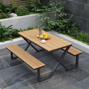 Mesa de Comedor de Metal para Exteriores, Muebles Modernos para Barbacoa, Juego de Café de Metal, Sillas de Patio y Mesa Cuadrada para 6 Personas, Metal Sólido - Product Image 1