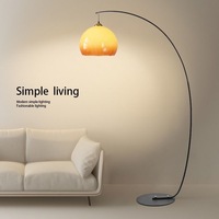 Lampadaire vintage avec abat-jour en verre ambré dégradé pour salon, chambre, hôtel, salle de séjour, restaurant, coin lecture