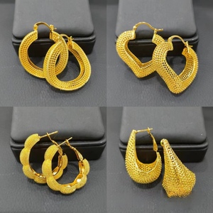 Золотые сережки из <span class=keywords><strong>18</strong></span> карат в Саудовской Аравии, модные ювелирные украшения, не выцветая серьга - Product Image 1
