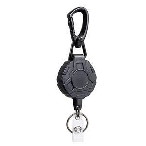 Wholesale European and American heavy-duty PC work tag <b>holders</b>, black retractable <b>ID</b> card keychains, easy-pull buckle sets, in - Product Image 1