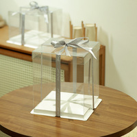 Boîte à gâteau carrée sur mesure, tailles de 4 à 12 pouces, emballage alimentaire transparent, boîtes de transport à un ou deux niveaux