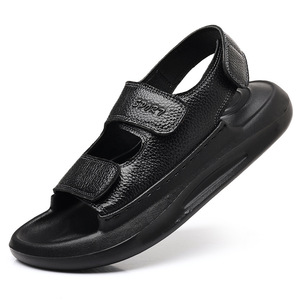 Sandalias de verano con velcro para hombre, suela plana y gruesa, color blanco, para conducir, para playa, para jóvenes de 18 a 40 años - Product Image 4