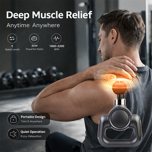 Pistolet de massage professionnel <span class=keywords><strong>portable</strong></span> 30W 3200 tr/min 5 vitesses silencieux pour tissus profonds, moteur sans balais rechargeable, batterie lithium-ion, 4 têtes - Product Image 2