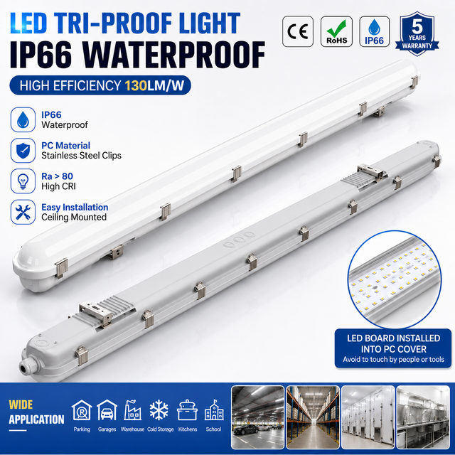 Factory Direct Ip66 40w Vapor Tight Linear Fixture High Brightness Triproof Led Batten Light Led Tri-proof Light