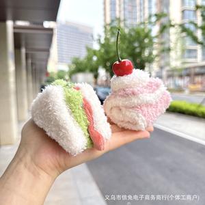 Llaveros LED con Forma de Hamburguesa de Dibujos Animados, Colgantes de Comida con Forma de Pastel de Cereza, Accesorios para Bolsos, Material de Cobre, Diseño de Muñeca Segura - Product Image 2