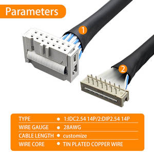 ขั้วต่อ IDC DIP2.54 มม. แบบกำหนดเอง สายแบนสีน้ำเงินและสีขาวขนาด 28AWG 14 พิน มาตรฐาน IP67 สำหรับเครื่องจักร - Product Image 3
