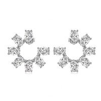 Dylam Erschwingliche Luxus-Kollektion S925 Silber Rhodium 18K Vergoldet Oval 0,5ct 5A Zirkonia Symmetrische Sonnenblumen-Ohrstecker