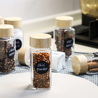 Bouteilles distributrices de 120 ml, pots à épices en verre scellés, outil de stockage, réservoir transparent, pot de conservation alimentaire avec couvercles en bois d'acacia