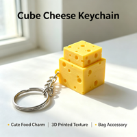 Pendentif de décompression créatif pour bureau en forme de fromage imprimé en 3D, porte-clés anti-ennui QY-2749