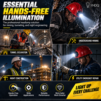 Lampe frontale LED intégrée rechargeable avec batterie 2000 mAh, lampe de casque de mineur, projecteur pour casque de chantier, lampe de travail étanche LA-1002