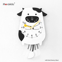 2018 promoción grande silencio DIY de pared de cuarzo de relojes creativo moderno de dibujos animados de animales Swing reloj encantador niños cama Relojes