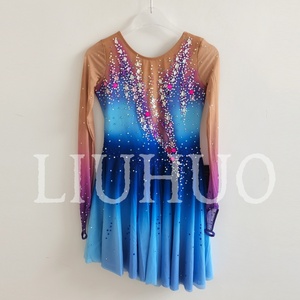 LIUHUO Abito per Pattinaggio Artistico su Ghiaccio per Ragazze <span class=keywords><strong>e</strong></span> Donne Blu <span class=keywords><strong>Rosa</strong></span> Sfumato Maniche Lunghe per Competizione <span class=keywords><strong>e</strong></span> Spettacolo BD9172 - Product Image 5