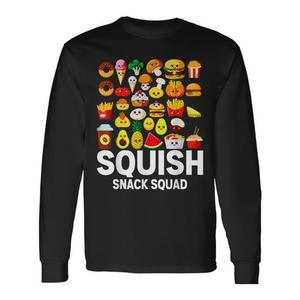 Camiseta de manga larga Squish Snack Squad con diseño gráfico temático de comida, ropa unisex - Product Image 1