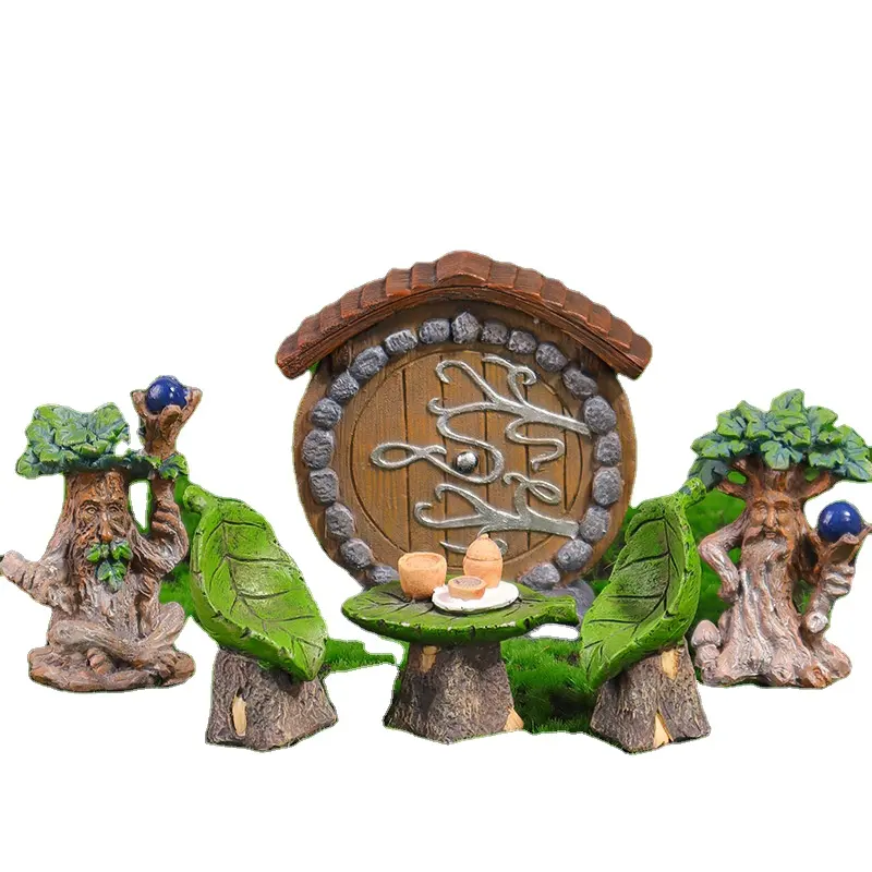Ensemble de 3 jardins de fées miniatures-4.25 "Tree Wizards, trolls d'arbres en résine