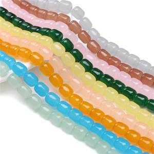 Cuentas redondas de imitación de jade de vidrio, cuentas de cristal sueltas para la fabricación de joyería, materiales para pulseras y collares hechos a mano. - Product Image 1
