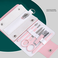 Nouvel ensemble de 6 coupe-ongles et outils de manucure-pédicure en acier inoxydable avec cure-oreilles et étui en cuir, Guangdong