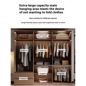 Armario <span class=keywords><strong>de</strong></span> Dormitorio Moderno y Sencillo <span class=keywords><strong>de</strong></span> Madera Maciza y Aglomerado con 4 Estantes y Cajones para Muebles <span class=keywords><strong>de</strong></span> Sala <span class=keywords><strong>de</strong></span> Estar - Product Image 3