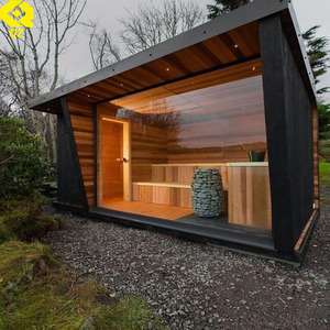 カスタムモダンヴィラ屋外バレル型ヘムロック無垢材電気ストーブスチームサウナ室 - Product Image 4