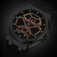 Montre à quartz pour homme Skmei 9362, boîtier en alliage sport tendance, bracelet en silicone de 20 mm, aiguilles, résistance à l'eau 3 BAR, 41,7 mm, mécanique 3D
