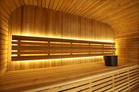 Sauna Exterior de Gran Tamaño, Calefacción a Leña, para 6 Personas, con Ducha, Control por Computadora, Ventanas Transom, 9KW