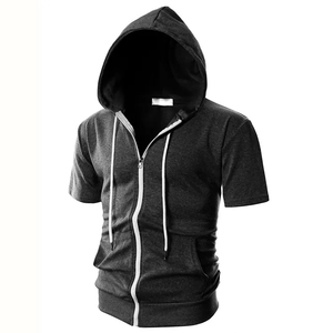 Alta qualità produttore 2025 nuovo Design moda manica corta con <span class=keywords><strong>cappuccio</strong></span> con tasca in morbido cotone vestibilità normale da uomo con <span class=keywords><strong>cappuccio</strong></span> - Product Image 5