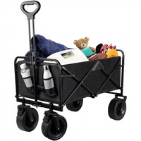 Chariot pliable robuste 330 LBS, chariot utilitaire tout-terrain pliable avec roues résistantes au sable de 7,5 pouces pour l'extérieur