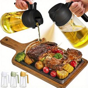 Bouteille Distributrice d'Huile d'Olive 2-en-1 en Verre Épais de 470 ml – Grande Capacité pour Cuisine, Vaporisateur d'Huile d'Olive - Product Image 2