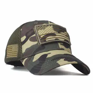 카모 디자인 자수 미국 국기 위장 야구 모자 맞춤 모자