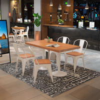 Ensemble de chaise de Table à manger carrée moderne nordique Art de fer commercial en bois massif pour café Internet magasin de thé au lait Restaurant loisirs