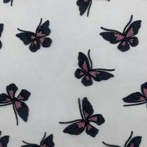 Tela de malla de tul transpirable de nailon 100%, tul brillante Flocado de mariposa suave ligero para mujer, vestido de fiesta de baile, tutú - Product Image 3