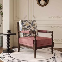 Fauteuil d'angle vintage de luxe en bois massif, rembourré en tissu, personnalisable, pour salon, meubles de salon