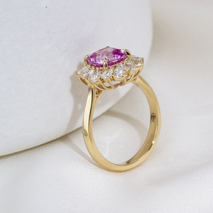 Anillo de oro de 18 quilates con piedra preciosa tallada en forma de pera MSR-2191 para mujer - Product Image 2