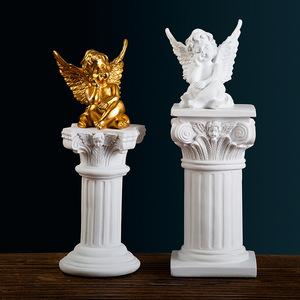 Jy Klassieke Europese Kleine Engel Figuur Sculptuur Decoratie Griekse Architectuur Romeinse Kolom Model Hars Voor Fotografie Rekwisieten - Product Image 5