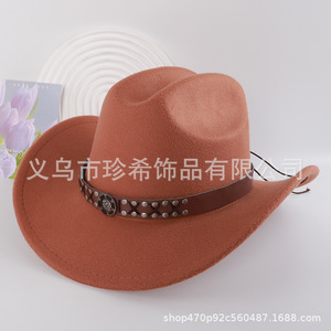 Sombreros de Vaquero de Poliéster con Ala Ancha, Protección Solar, Estilo Retro Artístico, Accesorios de Moda Otoño 2024, Venta al Por Mayor - Product Image 5