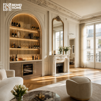 Meuble de rangement sur mesure pour salle à manger avec casier à vin intégré, unité murale et étagères vitrées