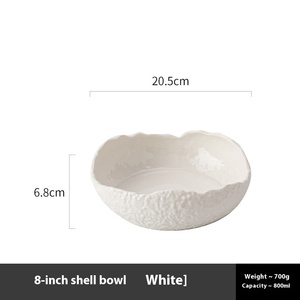Large Creative Irregular Restaurant <b>Tableware</b> New Black and White Shell Bowl Underglaze Color Ceramic Soup and Salad Bowl - Product Image 6