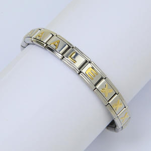 Bracciale italiano con ciondoli di nuovo Design acciaio inossidabile 26 lettere modulo italiano braccialetto - Product Image 2