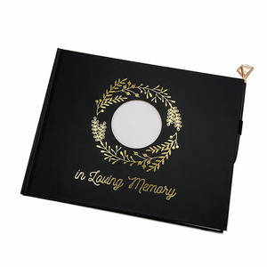 <span class=keywords><strong>Libro</strong></span> funebre con copertina rigida <span class=keywords><strong>a</strong></span> basso MOQ con copertina rigida con Logo in oro e <span class=keywords><strong>libro</strong></span> commemorativo con copertina nera - Product Image 2