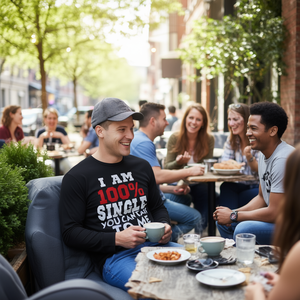 Camiseta de manga larga con estampado de humor: Soy 100% soltero - Product Image 3