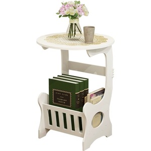 Mini Round <b>Coffee</b> <b>Table</b> With Storage Shelf Bookcase For Living Room Bedroom <b>Small</b> Apartment - Product Image 5