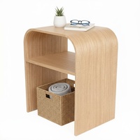 Table d'appoint moderne en bois courbé, placage de noyer, table d'appoint en forme de U avec étagère de rangement, mobilier de salon nordique, table de chevet en bois