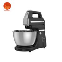 Batteur sur socle électrique 300W 5 vitesses, en acier inoxydable, avec bol mélangeur 4,5L, crochet pétrisseur, tête inclinable et éjecteur de fouets pour