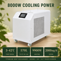 Refroidisseur de Bain de Glace Automatique 3HP, Moteur Commercial pour Spa et Piscine, Échangeur de Chaleur en Titane, Filtre Ozone UV, Refroidissement par Air, Télécommande