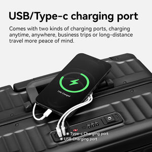 Juego de equipaje pequeño y mediano con apertura frontal para PC, <span class=keywords><strong>maleta</strong></span> con marco de aluminio con <span class=keywords><strong>ruedas</strong></span> universales silenciosas y soporte para negocios - Product Image 6