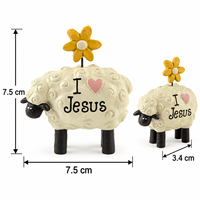 Patung Domba Kristen I Love Jesus Patung Resin Dekorasi Rumah Religius Hadiah Kristen Inspiratif untuk Anggota Gereja