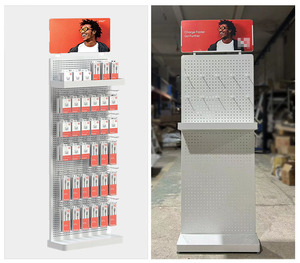 Phụ kiện điện tử hiển thị Stand - Perforated Pegboard Rack với xây dựng thương hiệu tiêu đề Hiện Đại Trắng Pegboard Đơn vị hiển thị - Product Image 4