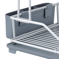 Étagère à vaisselle moderne à double niveau en aluminium anodisé argenté, résistante à la rouille, pour comptoir de cuisine, prix de gros